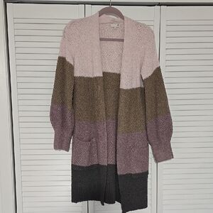 Colorblock Open Front Cardigan